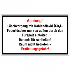 Zusatzschild Lschvorgang mit CO2-Feuerlscher durch Trspalt