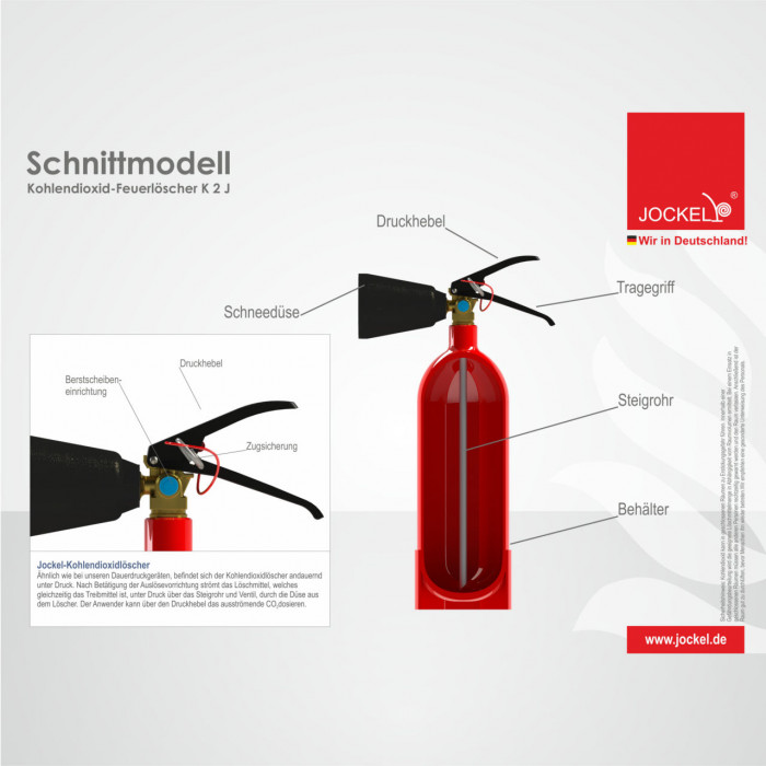 Jockel K 2 J CO2/Kohlendioxid Feuerlöscher 2 kg