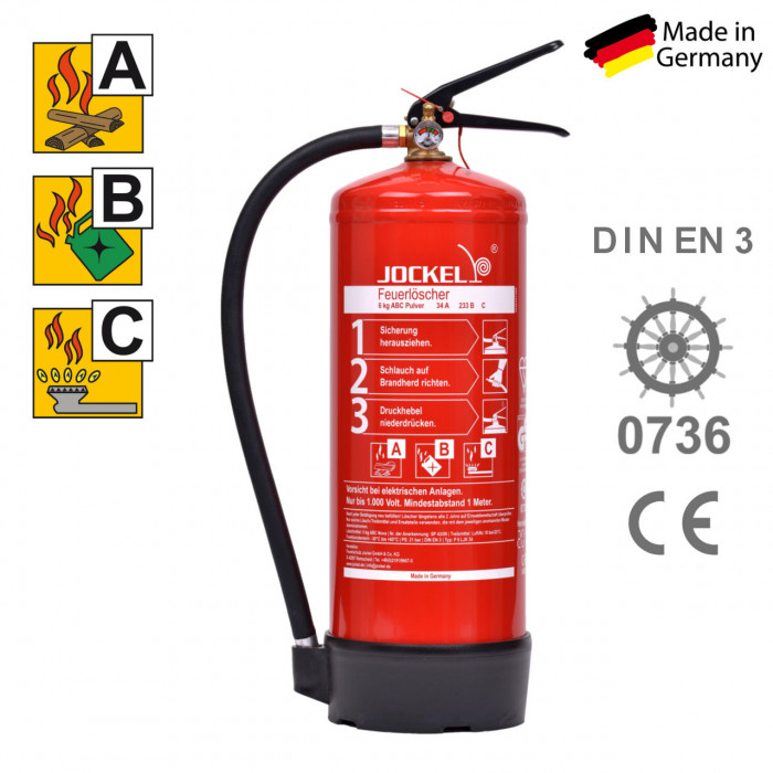 Feuerlöscher 6kg ABC Pulverlöscher mit Manometer EN 3