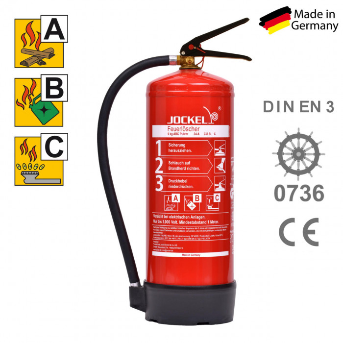 ABC Pulverfeuerlöscher 6 kg Jockel P6LJK 34 ohne Manometer